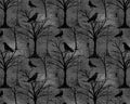 Moonlit Manor - Trees and Critters Black from Wilmington Prints Fabric