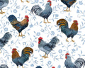 Country Blue - Large Roosters All Over White from Wilmington Prints Fabric