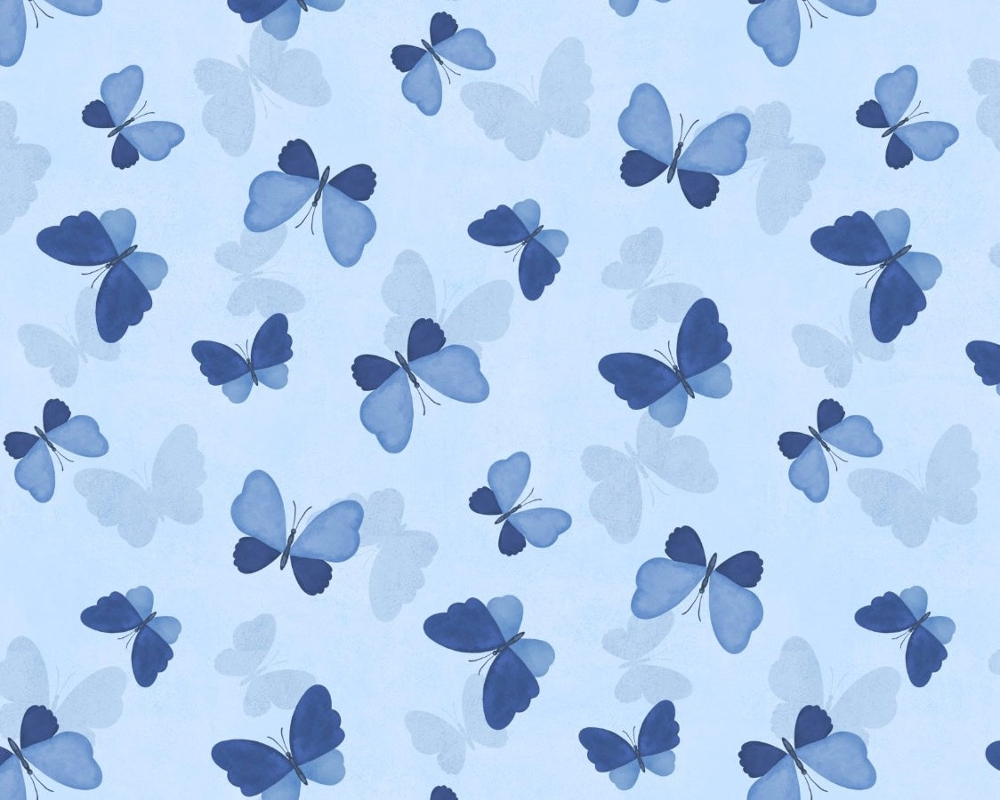 Blissful Blues - Butterfly Blue from Wilmington Prints Fabric