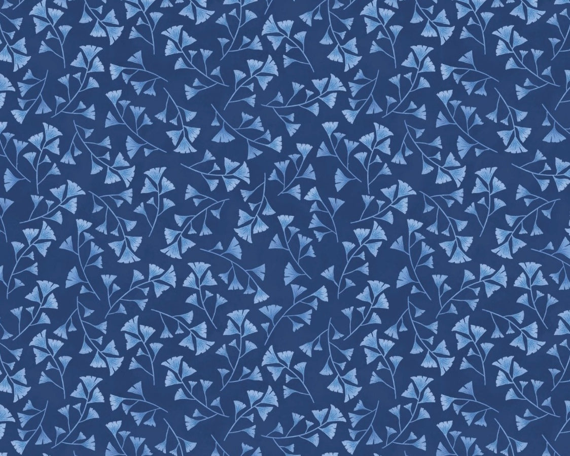 Blissful Blues - Ferns Navy Blue from Wilmington Prints Fabric