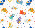 Fe-Line Frisky - Cat Toss White from Wilmington Prints Fabric