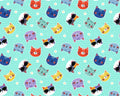 Fe-Line Frisky - Cat Heads Teal from Wilmington Prints Fabric