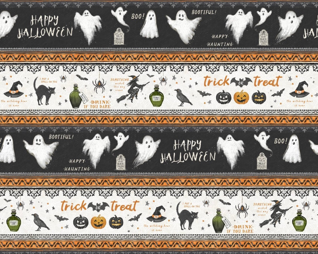 Midnight Hauntings - Stripe Multi from Wilmington Prints Fabric