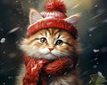 Four Seasons - Christmas Kitten 36 Inch PANEL from David Textiles Fabrics