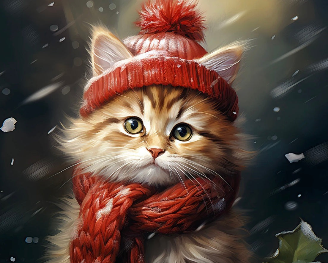 Four Seasons - Christmas Kitten 36 Inch PANEL from David Textiles Fabrics