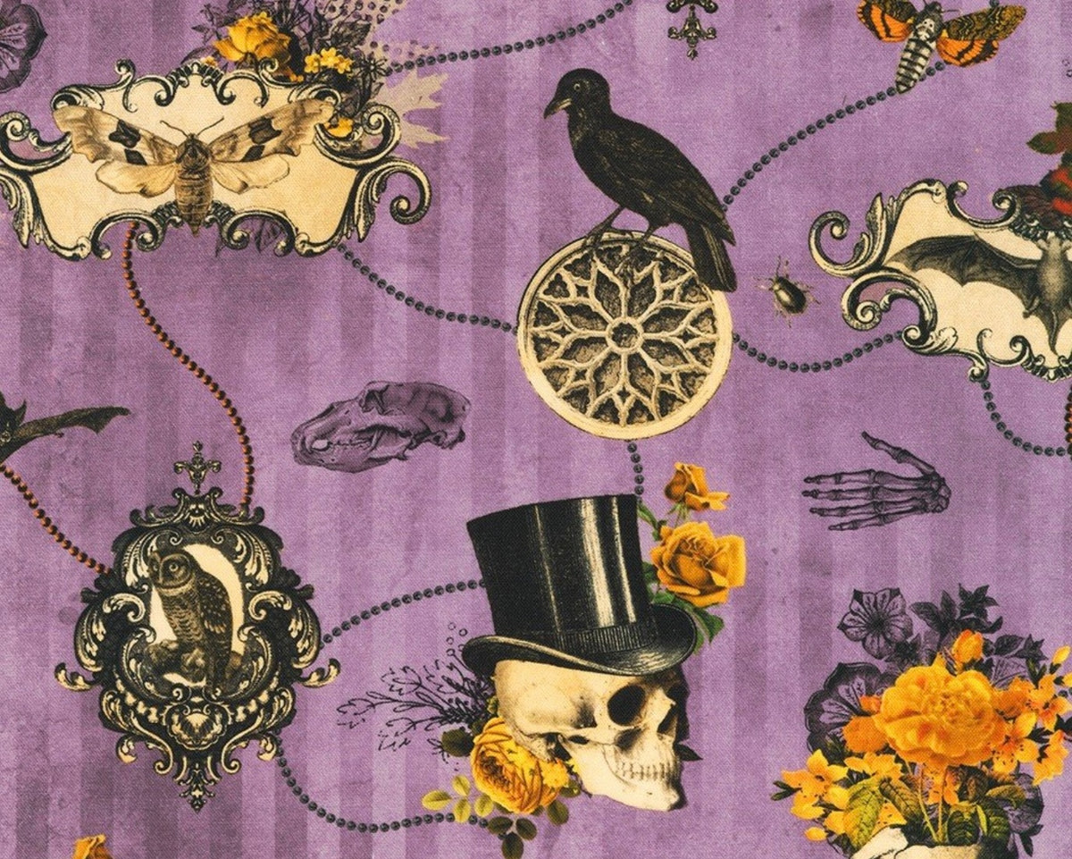 Dreadful Delights - Objects Thistle Purple from Robert Kaufman Fabrics