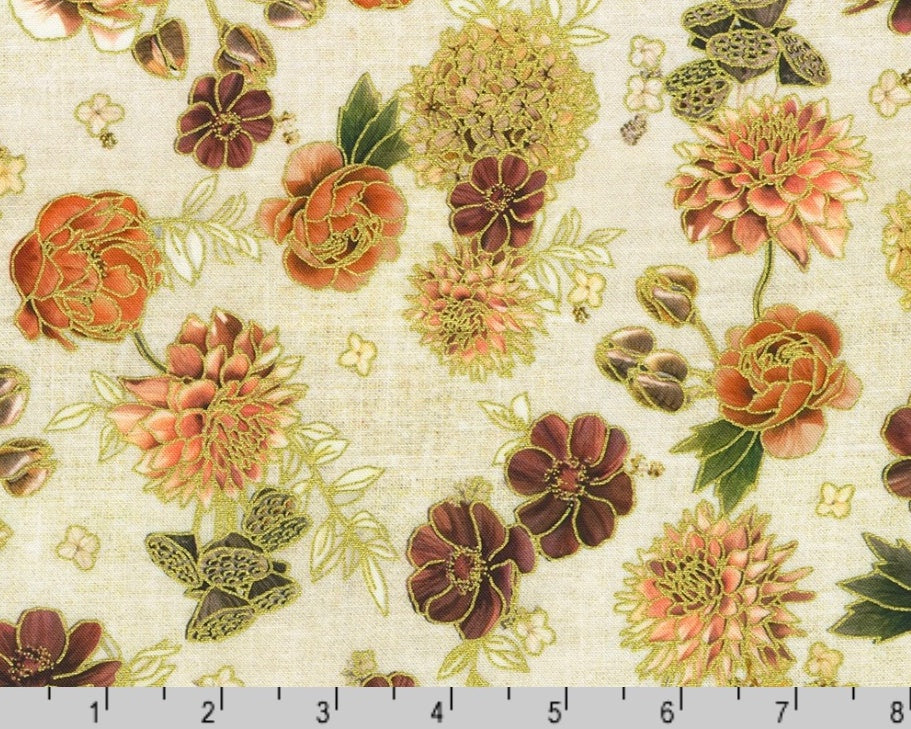 Hello Fall - Floral Toss Linen from Robert Kaufman Fabrics