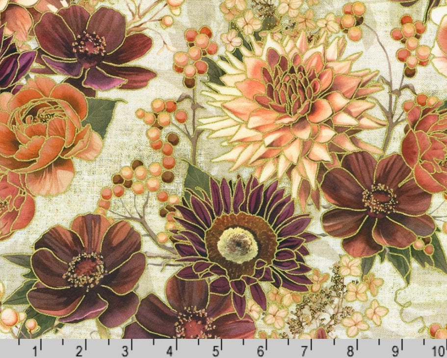 Hello Fall - Floral Berry Bouquet Linen from Robert Kaufman Fabrics