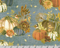 Hello Fall - Pumpkins Floral Ribbon Dusty Blue from Robert Kaufman Fabrics
