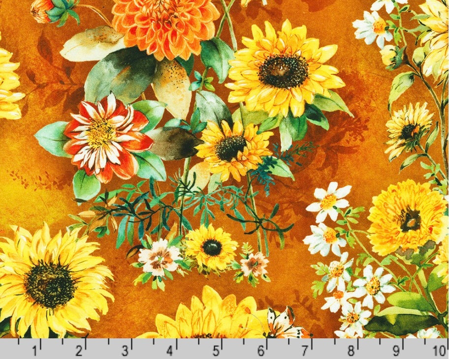 Sunlit Garden - Flower Bundles Rust by Lauren Wan from Robert Kaufman Fabrics