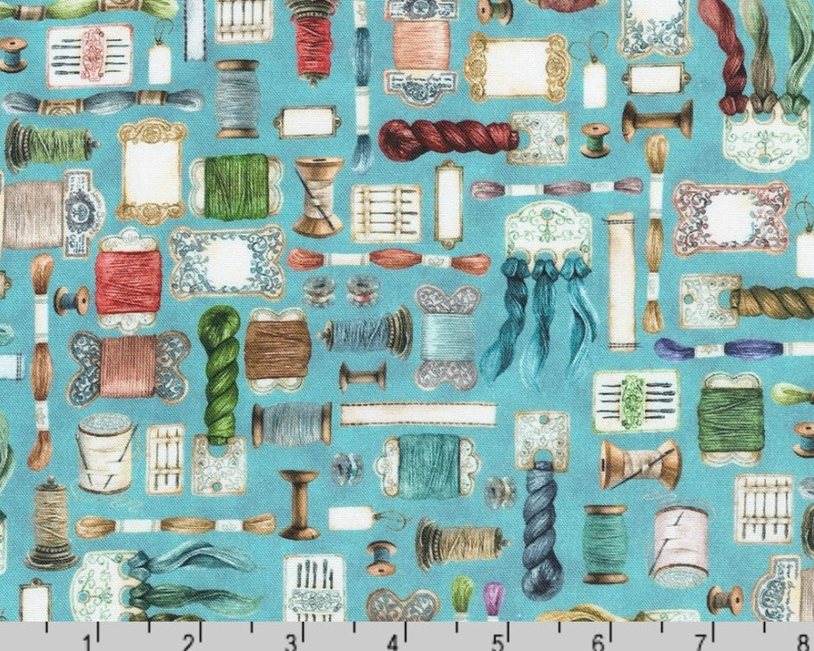 Make It Sew - Threads Dusty Blue from Robert Kaufman Fabrics