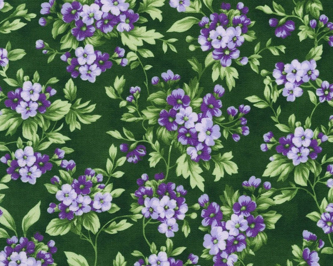 Georgina - Small Flowers Vine Evergreen from Robert Kaufman Fabrics