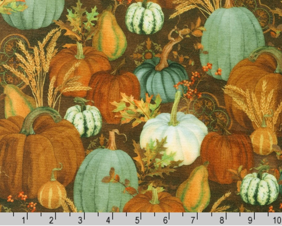 Doux Luxe MINKY - Pumpkins Brown 58 Inches from Robert Kaufman Fabrics