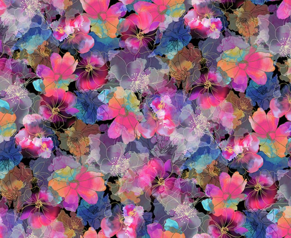 Artful Blooms - Floral Outlines Petunia from Robert Kaufman Fabrics