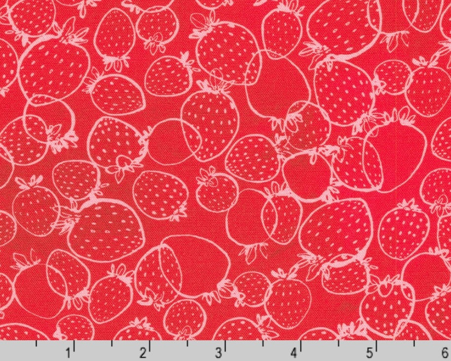 Strawberry Season Wishwell - Strawberry Outline Cranberry Red from Robert Kaufman Fabrics