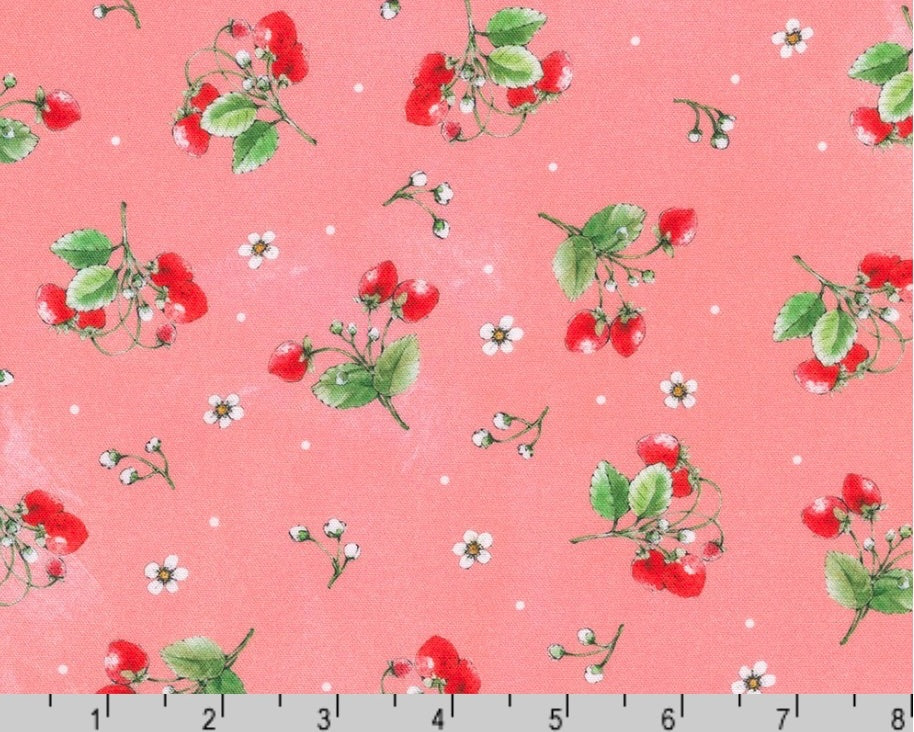 Strawberry Season Wishwell - Strawberry Sprigs Azalea Pink from Robert Kaufman Fabrics