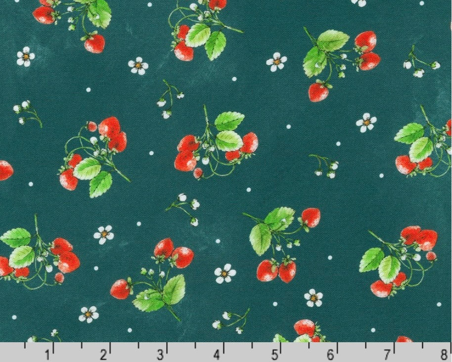 Strawberry Season Wishwell - Strawberry Sprigs Slate from Robert Kaufman Fabrics