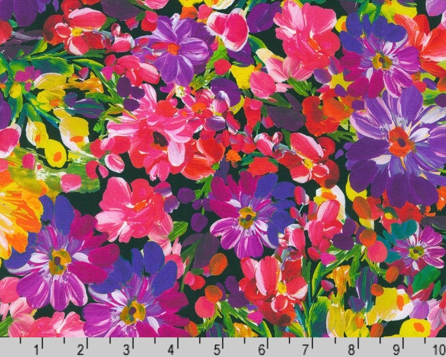 Painterly Petals Meadow - Packed Floral Summer Colorful from Robert Kaufman Fabrics