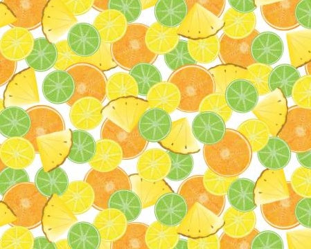 Island Time - Tropical Fruit Slices White from Benartex Fabrics