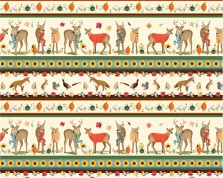 Enchanted Forest - Animals Stripe from Benartex Fabrics