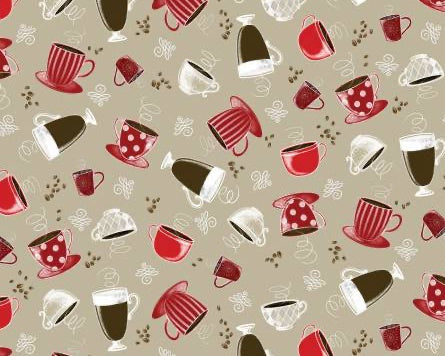 Perfect Brew - Cups Ecru from Benartex Fabrics