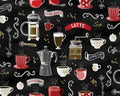 Perfect Brew - Rise N Grind Multi Black Red from Benartex Fabrics