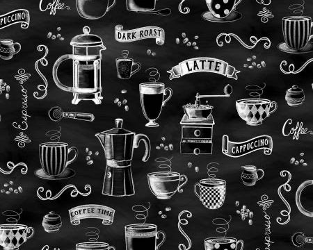 Perfect Brew - Rise N Grind Black from Benartex Fabrics