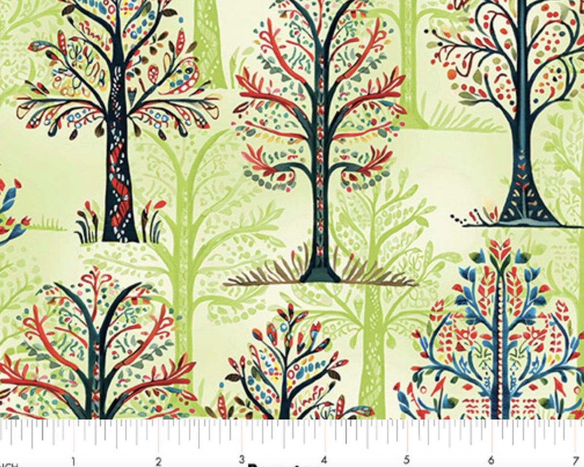 Farm Feathered Folk - Forest Tree Green from Benartex Fabrics