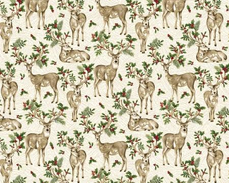 Winter In The Pines - Deer Cream from Benartex Fabrics
