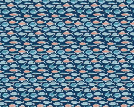 Under The Sea - Fish Swim Navy from Benartex Fabrics