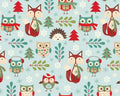 Owl Be Home For Christmas - Owl Fox Blue from Benartex Fabrics