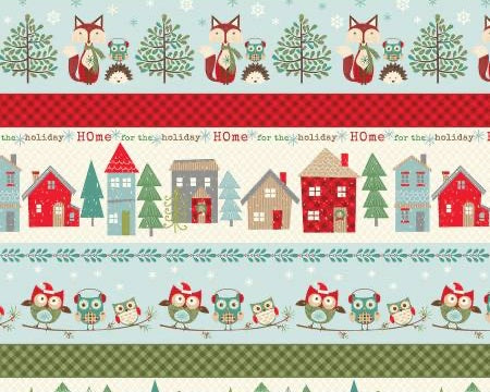 Owl Be Home For Christmas - Tidings Joy Stripe from Benartex Fabrics