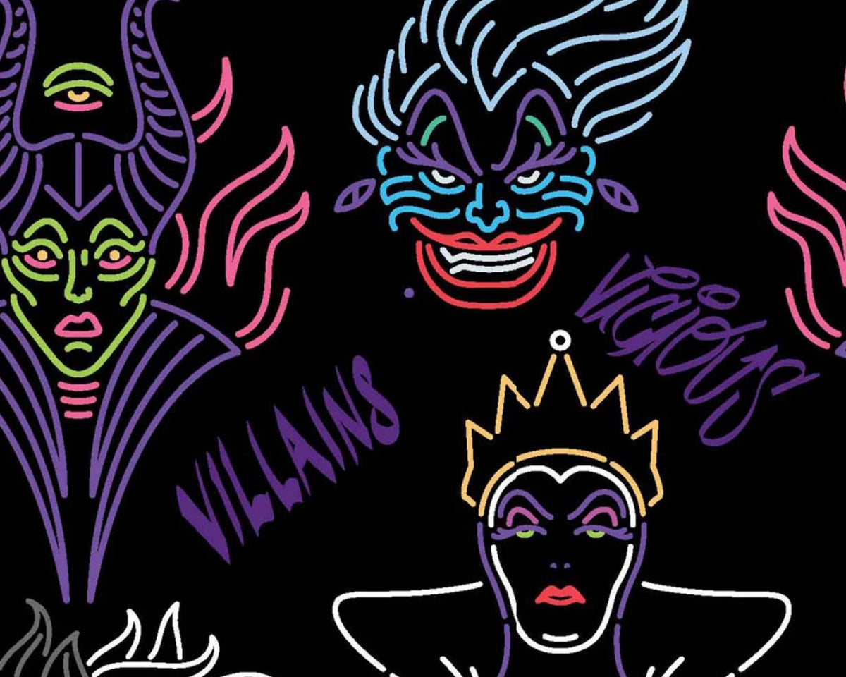 Disney Villains - Villain Neon Outline Black from Springs Creative Fabric)