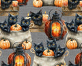 Halloween - Black Cats Bags Grey from David Textiles Fabrics