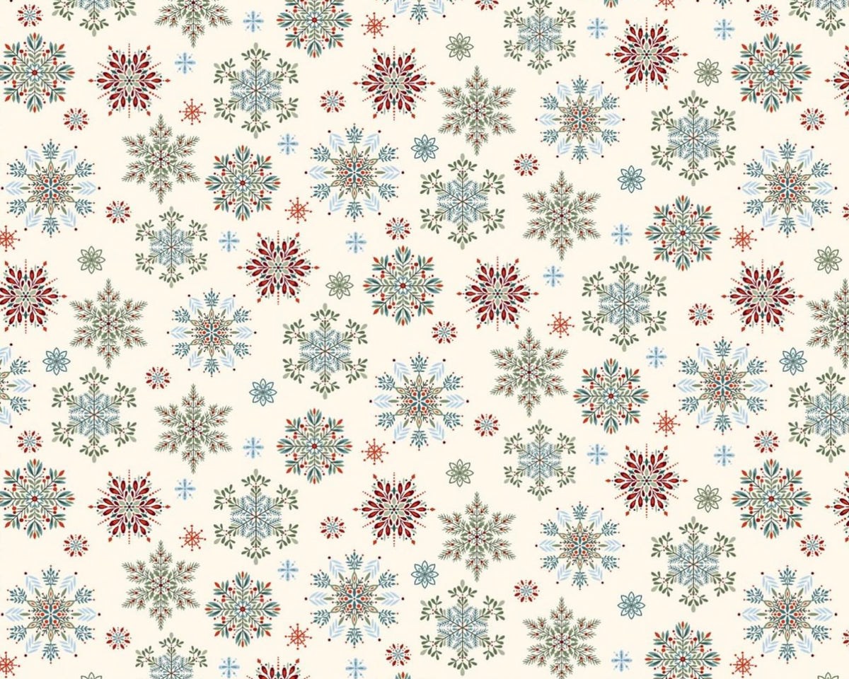 Nordic Holiday Village - Snowflakes Cream from Henry Glass Fabric