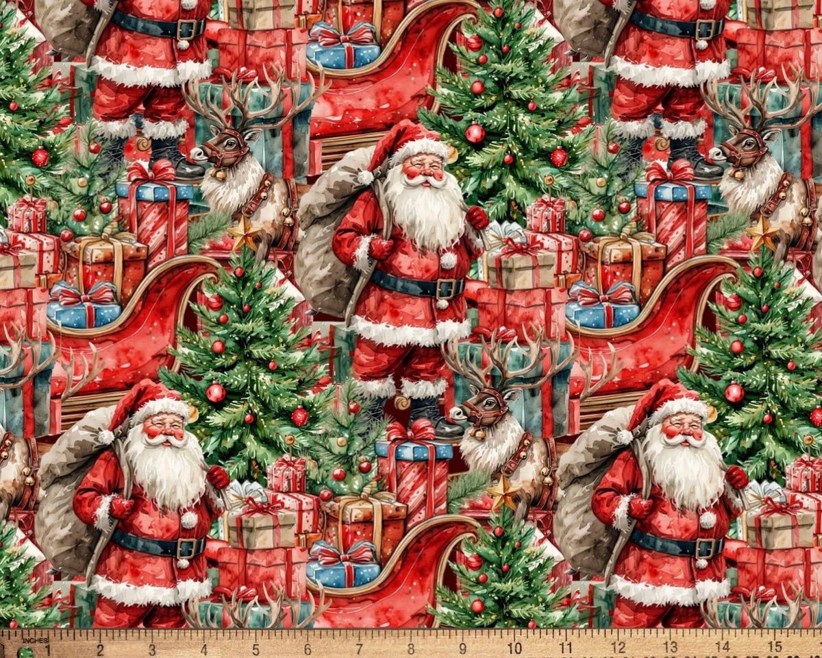 Christmas - Santa’s Journey Reindeer Sled from David Textiles Fabrics