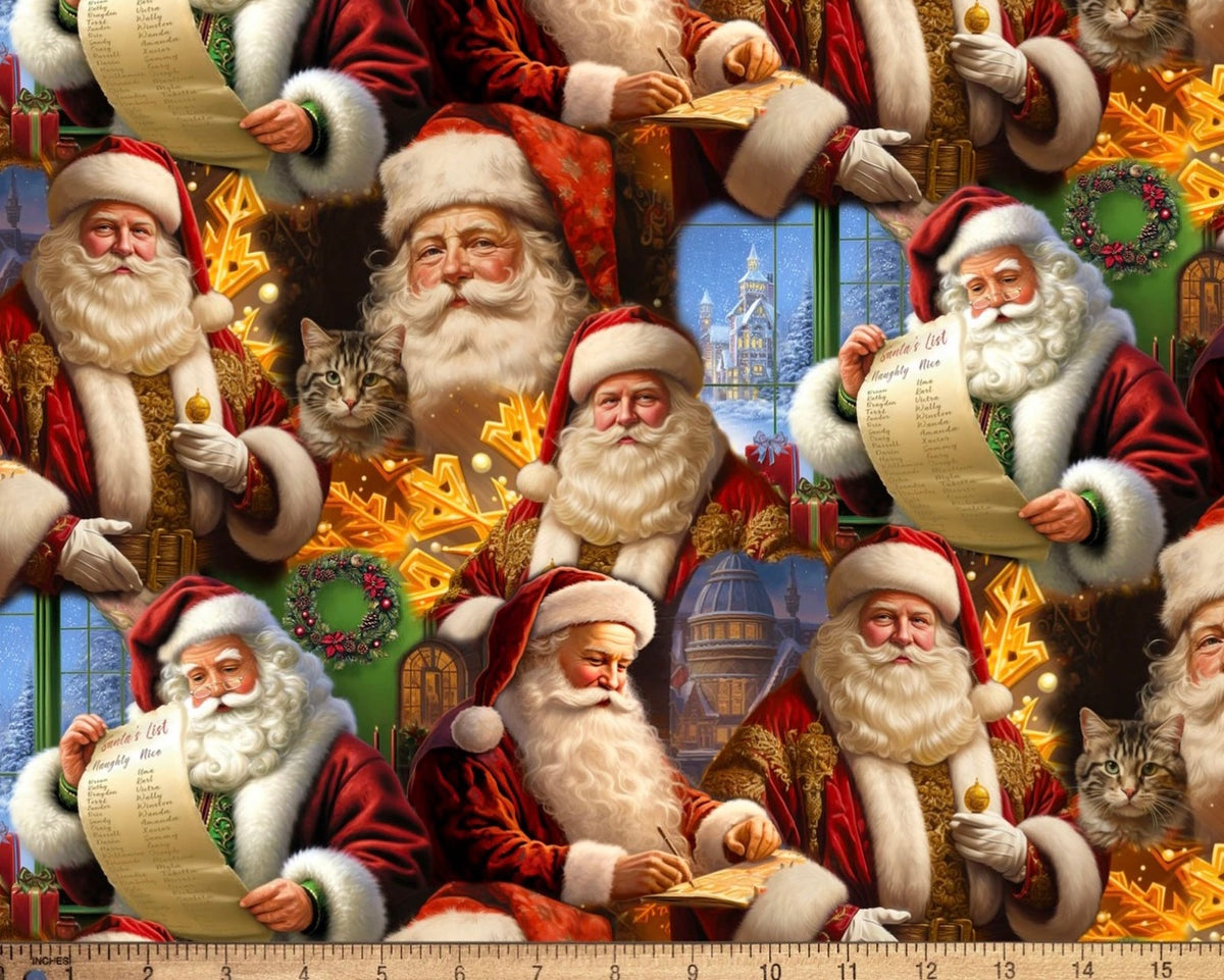 Christmas - Santa Christmas List from David Textiles Fabrics