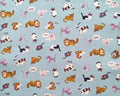 Chibi Petit OXFORD - Cats Light Blue from Kokka Fabric