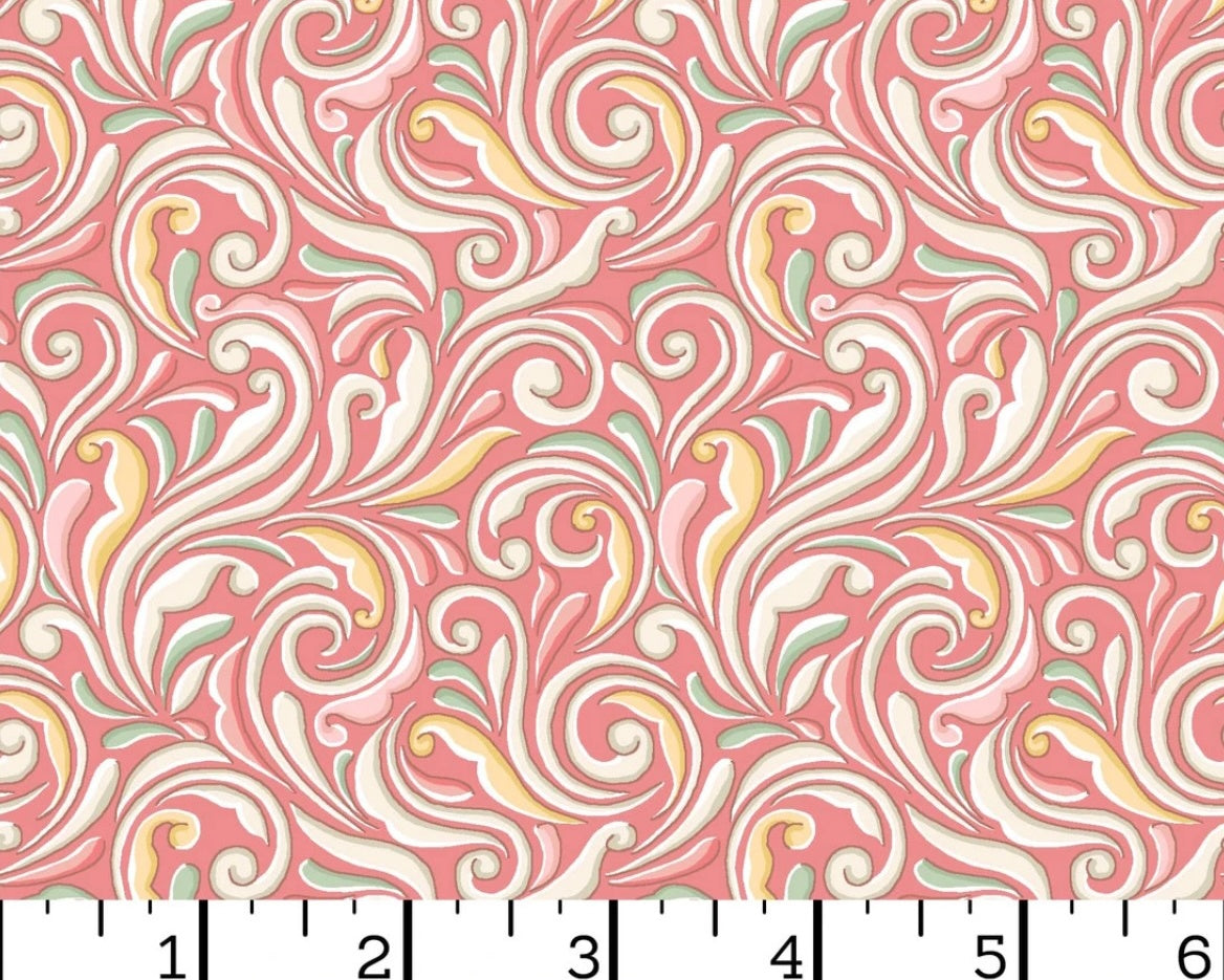 Regal Rose - Scroll Pink from Maywood Studio Fabric