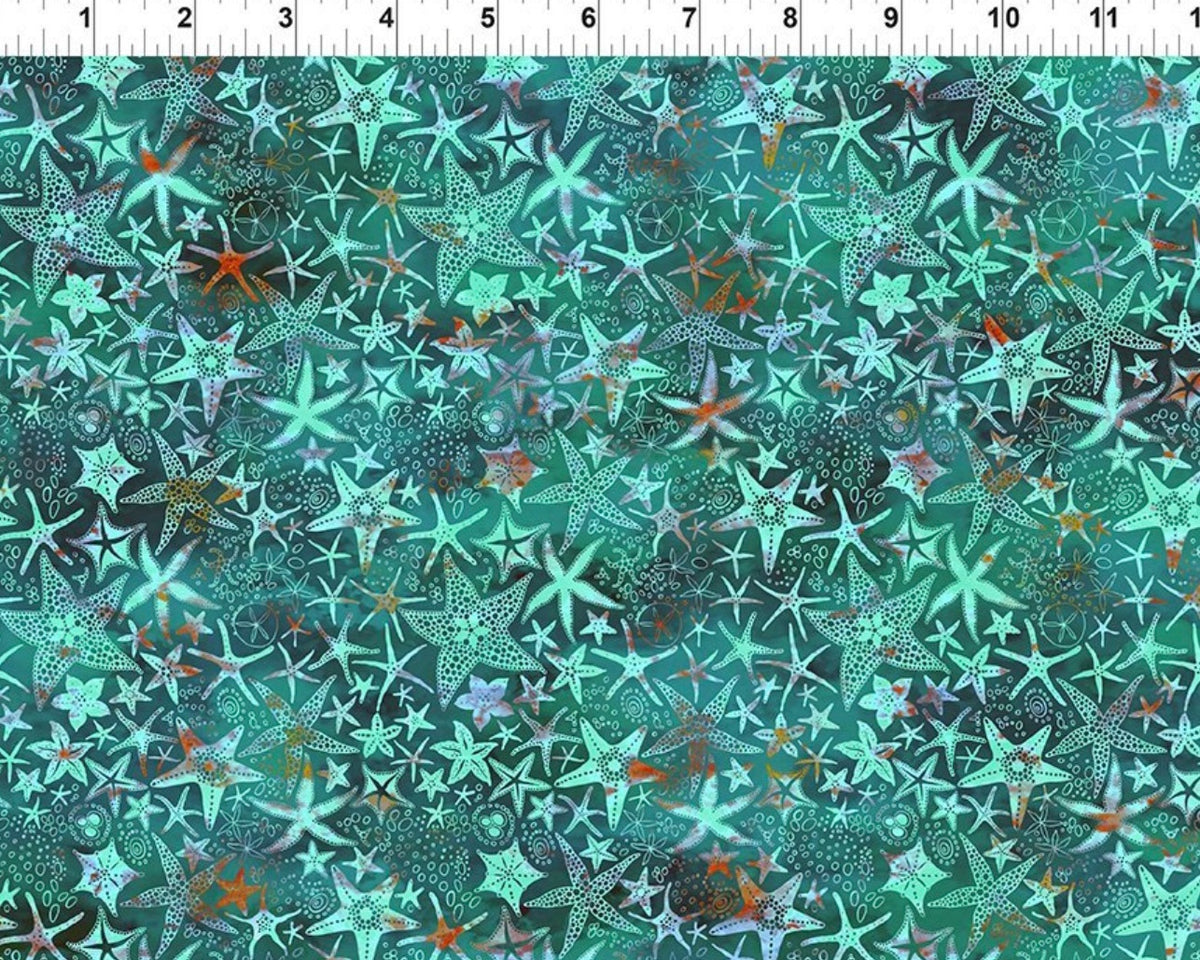 Calypso III - Starfish Teal from In The Beginning Fabric