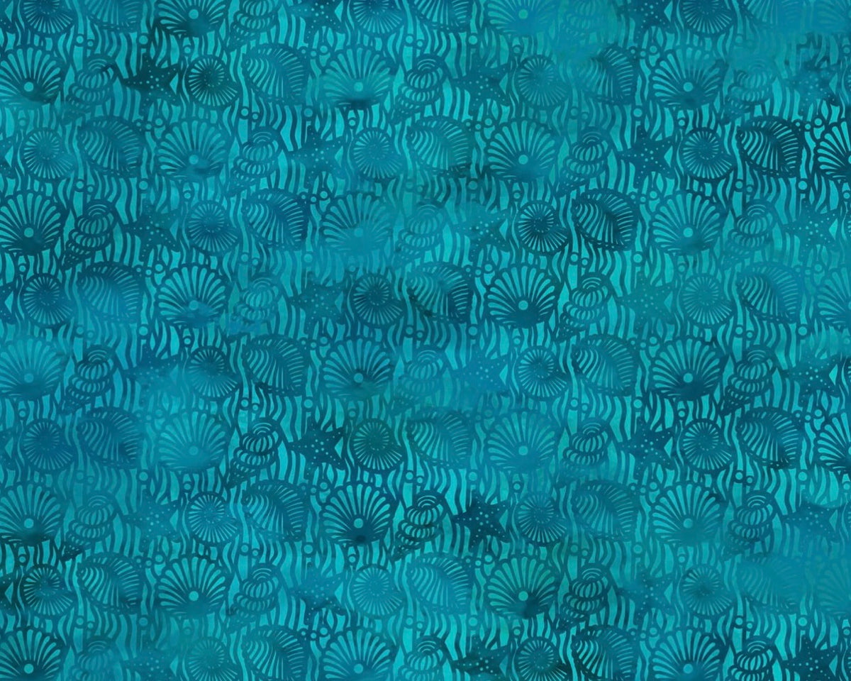 Calypso III - Shells Teal from In The Beginning Fabric