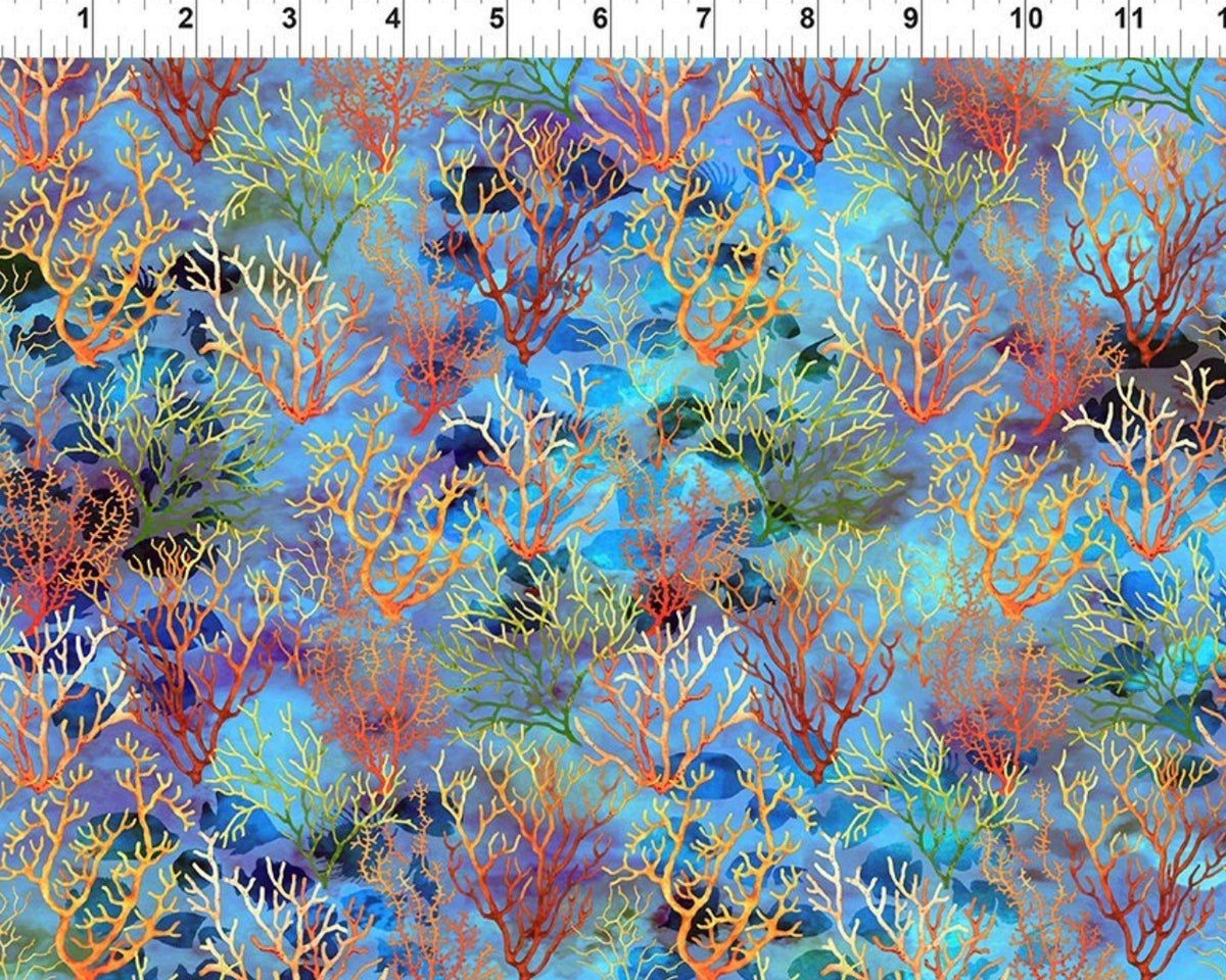 Calypso III - Coral Blue from In The Beginning Fabric