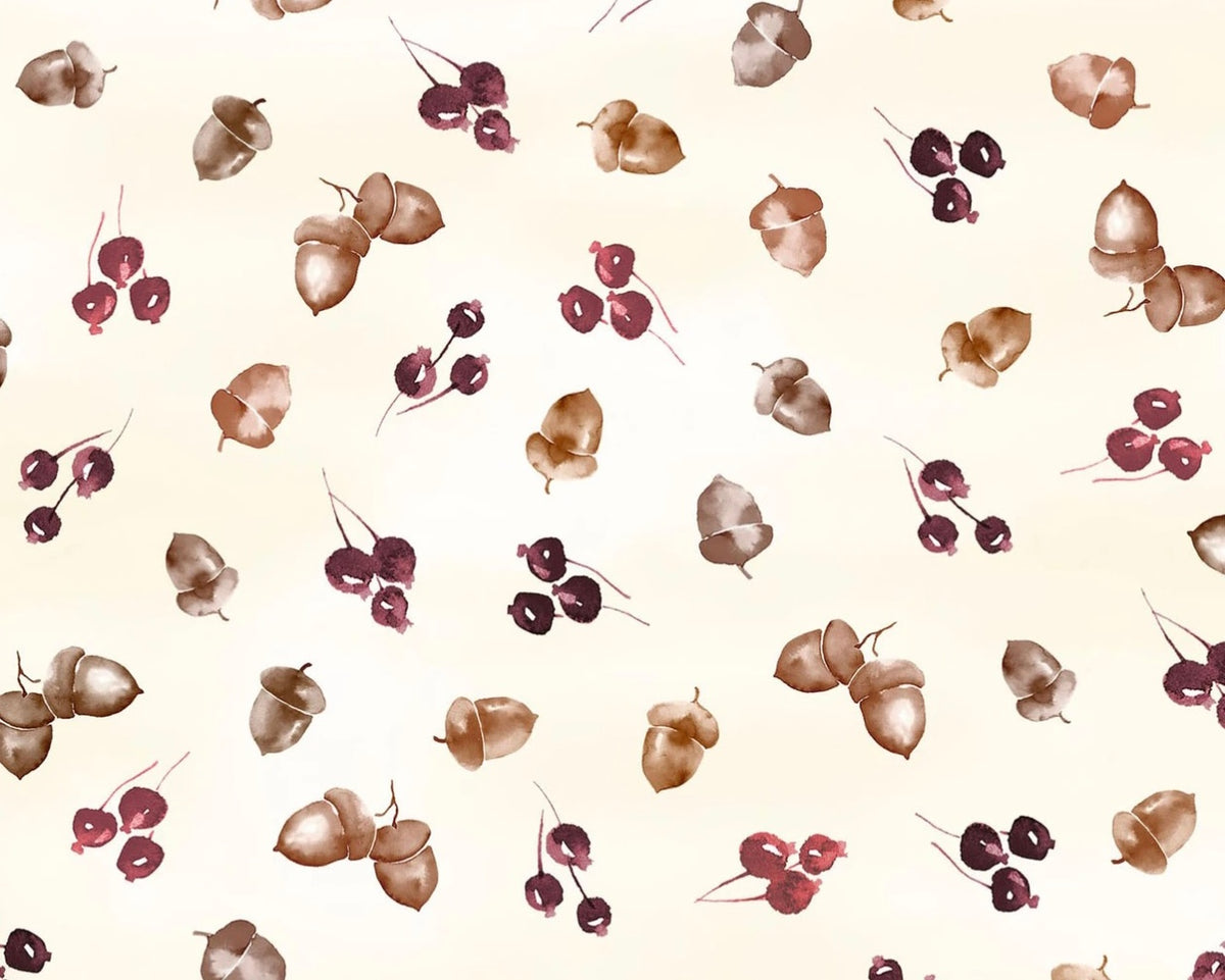 Rustle - Acorns Berries Cream from Maywood Studio Fabric