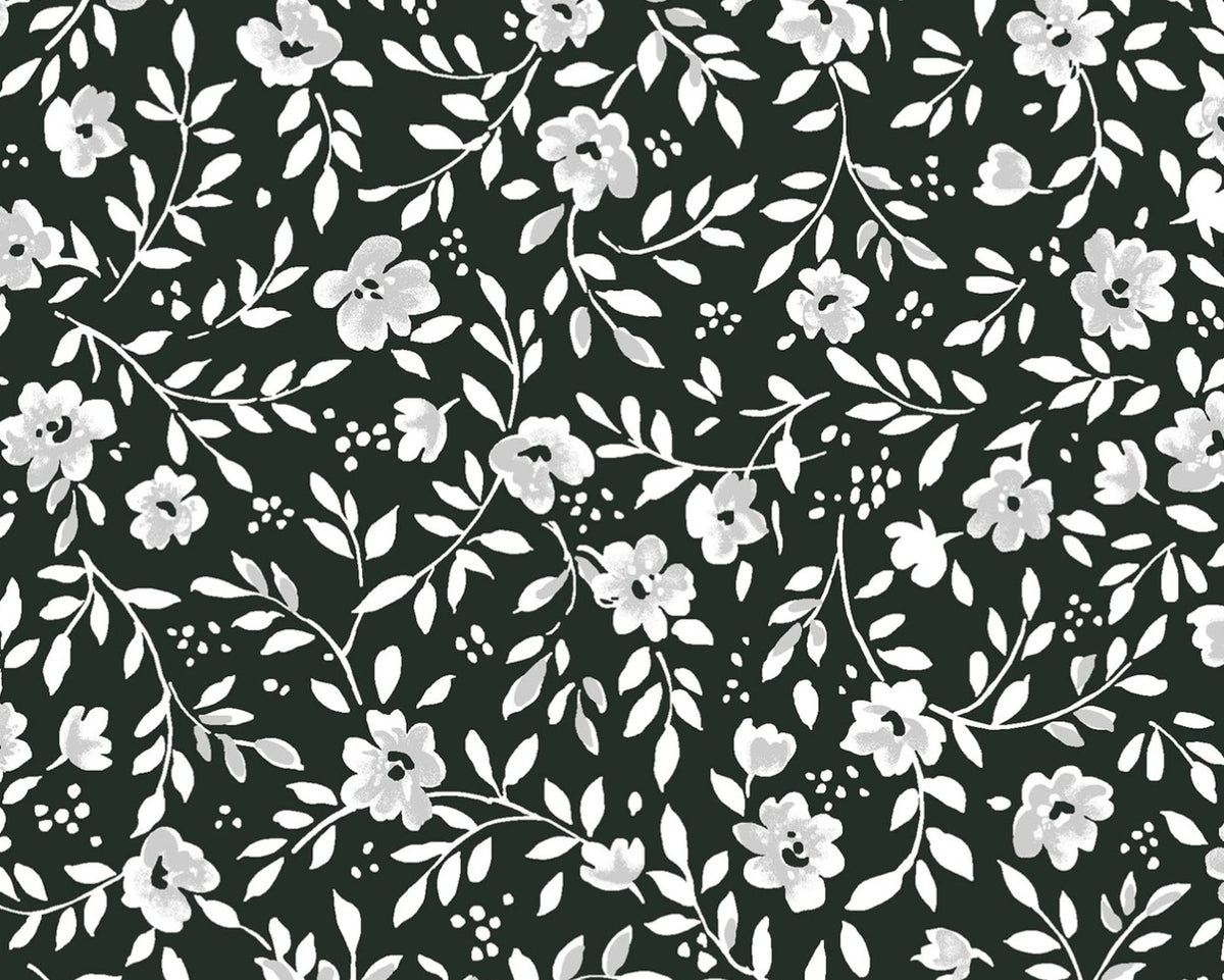 Garden Picnic - Floral Vine Black from Maywood Studio Fabric