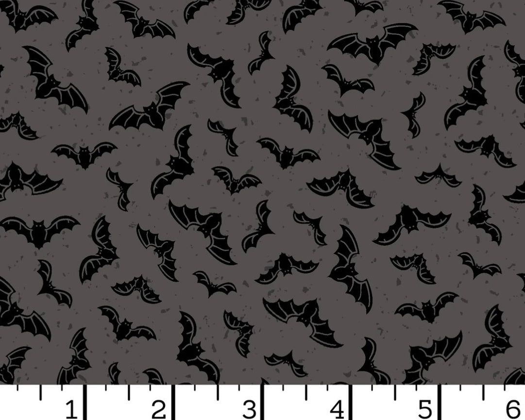 Goth Gardens - Flying Bats Grey from Maywood Studio Fabric
