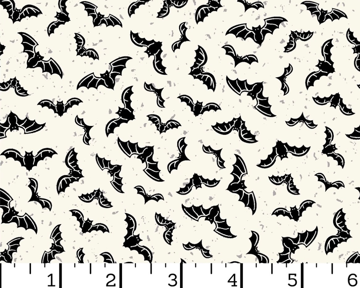Goth Gardens - Flying Bats White from Maywood Studio Fabric