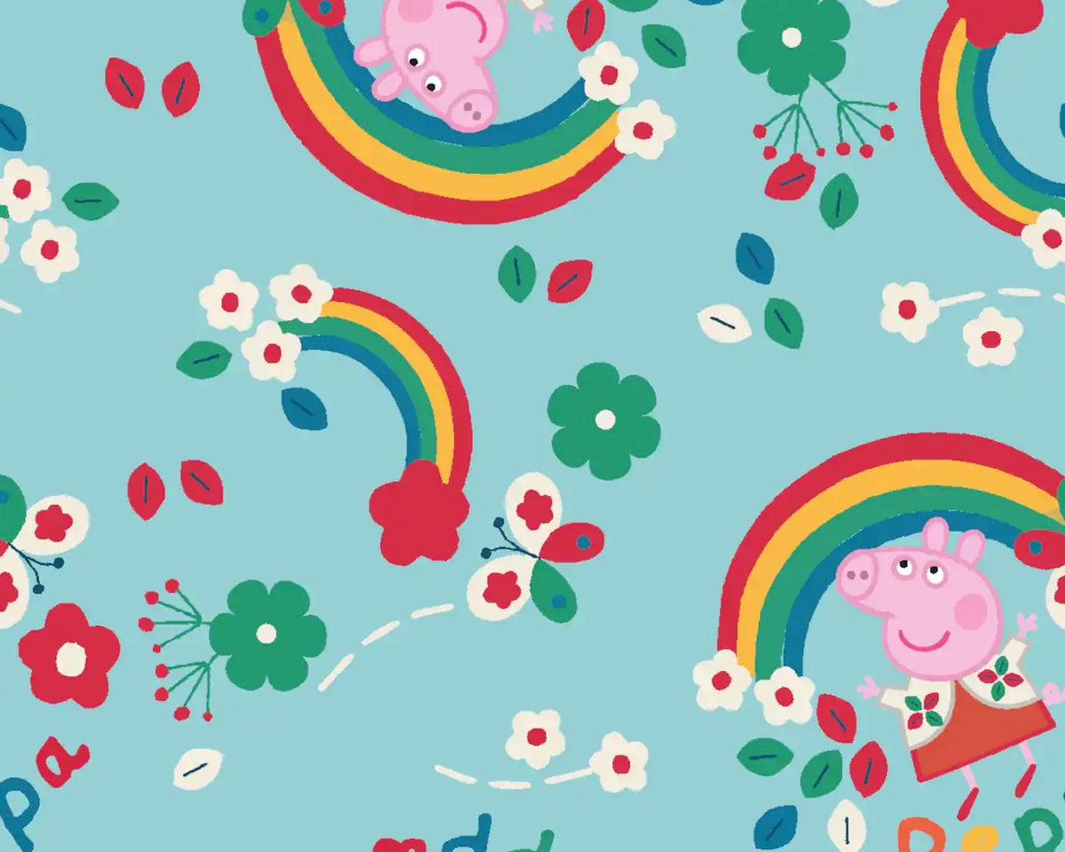 Peppa Wilderness Rainbow Blue from Springs Creative Fabric