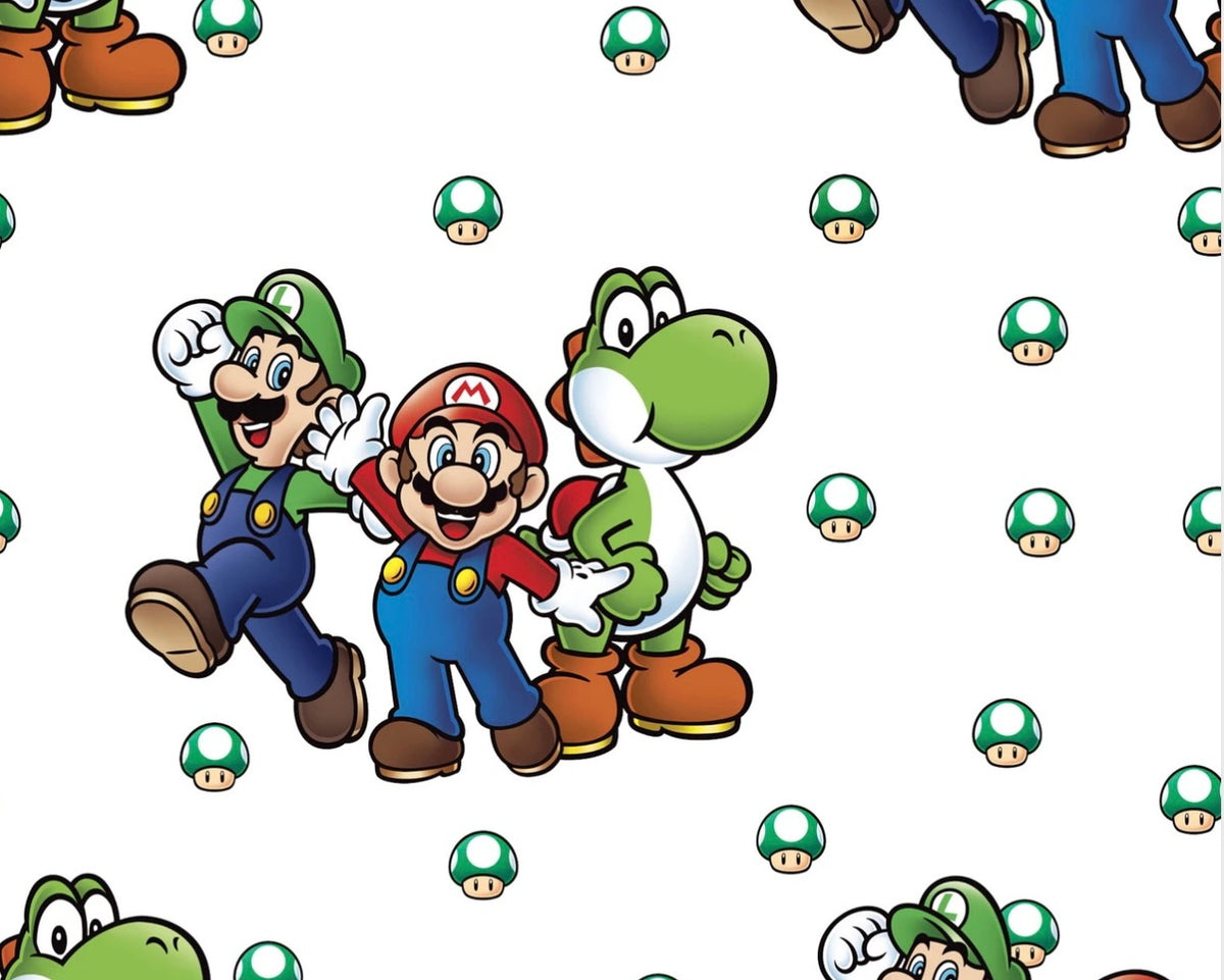Super Mario Bro - Beware of Bowser White from Springs Creative Fabric