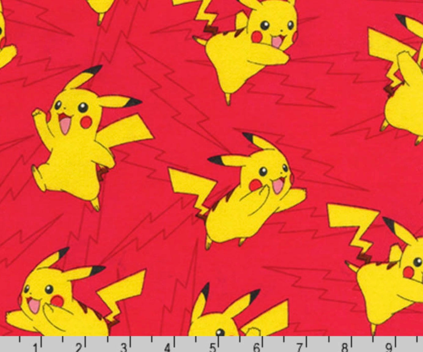 Pokemon FLANNEL - Pikachu Red Lightning from Robert Kaufman Fabric