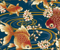 Goldfish and Inari DOBBY - Goldfish Swirl Blue from Cosmo Fabric